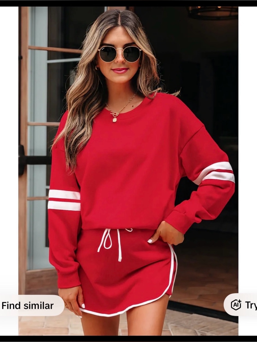 Red 2 piece skort set - perfect for Game Day!